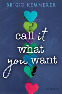 Call It What You Want by Brigid Kemmerer cover shows paper hearts lined up and one out of line.